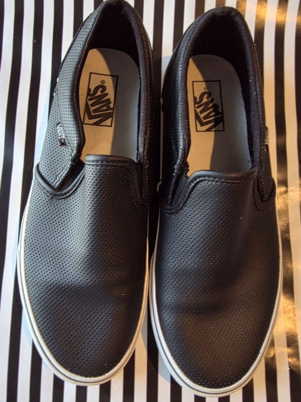 Vans Black Perforated Slip-On Sneakers